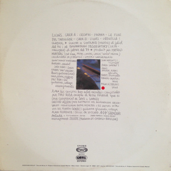 Pau Riba : Licors (LP, Album, Gat)