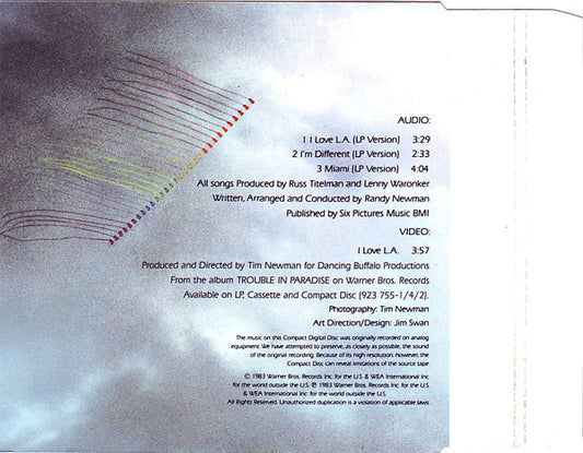 Randy Newman : I Love L.A. (CDV, 5", Single, PAL)