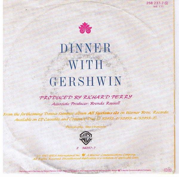 Donna Summer : Dinner With Gershwin (7", Single)