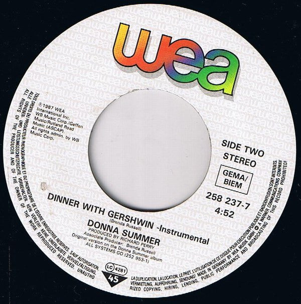 Donna Summer : Dinner With Gershwin (7", Single)
