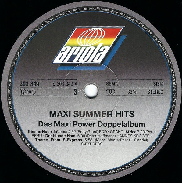 Various : Maxi Summer Hits (Das Maxi Power Doppelalbum) (2xLP, Comp)