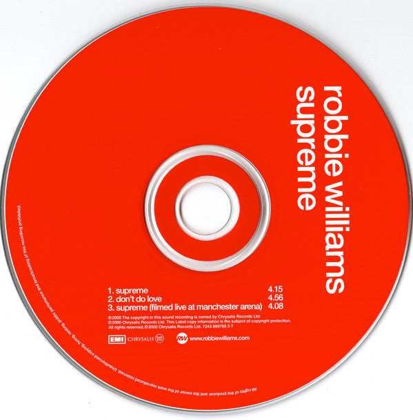 Robbie Williams : Supreme (CD, Single, Enh, Car)