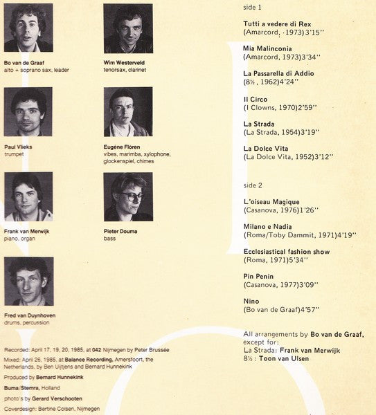 Nino Rota - I Compani : Music To The Films Of Federico Fellini Composed By Nino Rota Played By I Compani (LP, Album)
