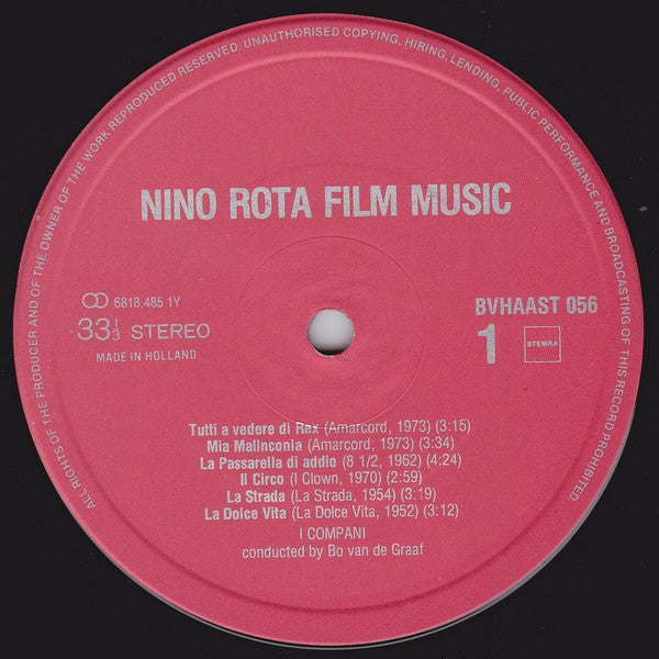 Nino Rota - I Compani : Music To The Films Of Federico Fellini Composed By Nino Rota Played By I Compani (LP, Album)