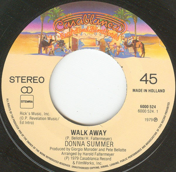 Donna Summer : Walk Away (7", Single)
