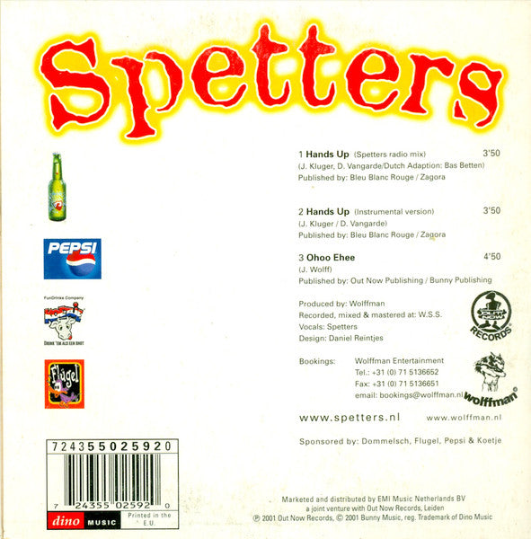 Spetters : Hands Up (CD, Single, Car)