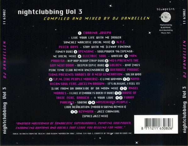 DJ Van Bellen : Nightclubbing Vol 3 (CD, Mixed)