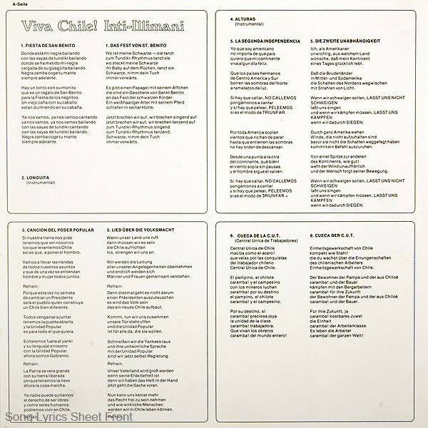 Inti Illimani : Viva Chile! (LP, Album)