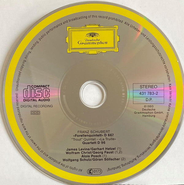 Franz Schubert – Gerhart Hetzel · Wolfram Christ · Georg Faust · Alois Posch · Wolfgang Schulz (3) · Göran Söllscher · James Levine (2) : »Forellen-Quintett« ("Trout" Quintet · «La Truite») · Quartett D 96 (CD, Album)