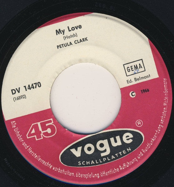 Petula Clark : My Love (7", Single, Mono)