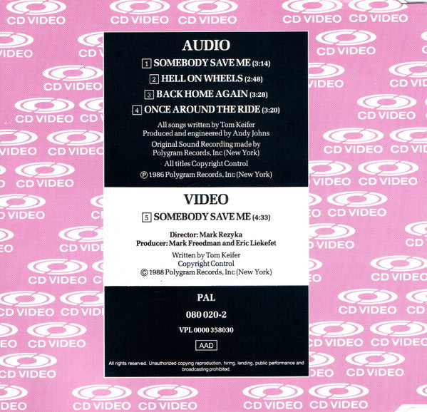 Cinderella (3) : Somebody Save Me (CDV, 5", Single, PAL)