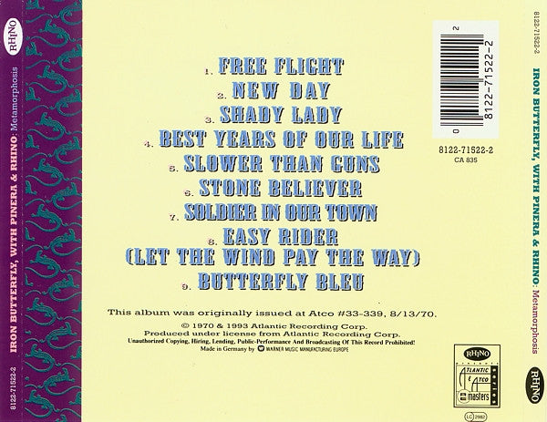 Iron Butterfly , With Mike Pinera & El Rhino : Metamorphosis (CD, Album, RE, RM)