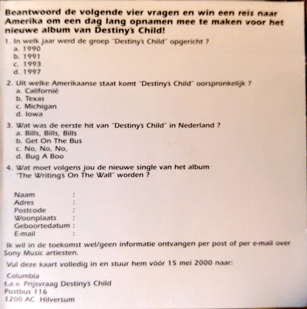 Destiny's Child : The Writing's On The Wall (CD, Album + CD, Comp, Enh + Ltd, Pla)