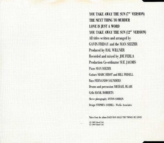 Gavin Friday And Maurice Seezer : You Take Away The Sun (CD, Single)
