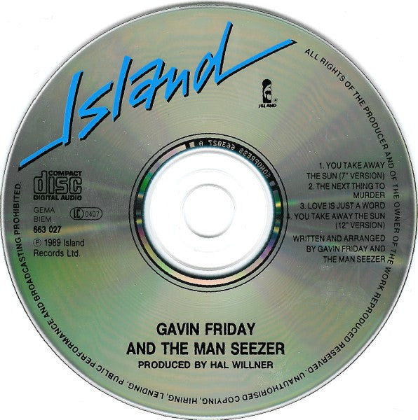 Gavin Friday And Maurice Seezer : You Take Away The Sun (CD, Single)