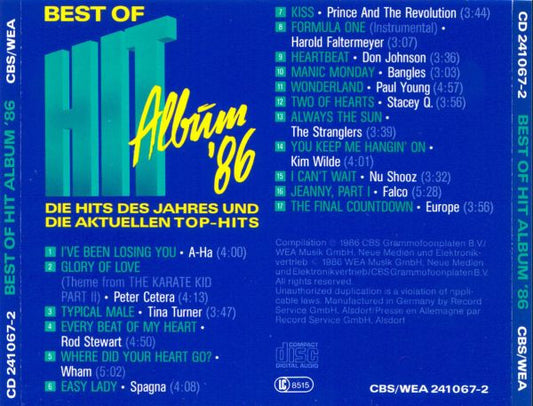 Various : Best Of Hit Album '86 (CD, Comp)