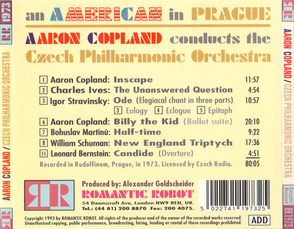 Aaron Copland Conducts The Czech Philharmonic Orchestra : An American In Prague (CD, Album)