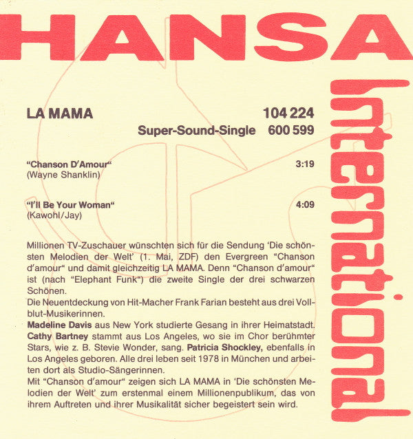 La Mama : Chanson D'Amour (7", Single)