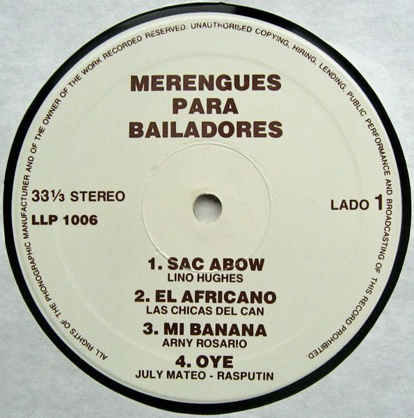 Various : Merengues Para Bailadores (LP, Comp)