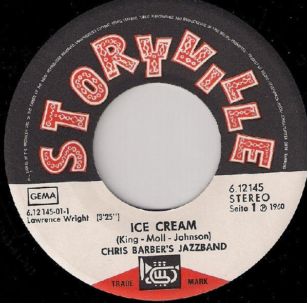 Chris Barber's Jazz Band : Ice Cream / Down By The Riverside (7", RE)