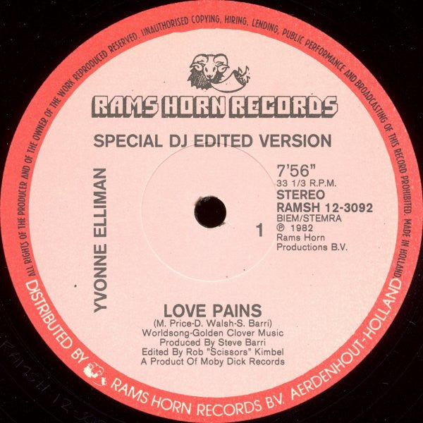 Yvonne Elliman : Love Pains (12", Single)