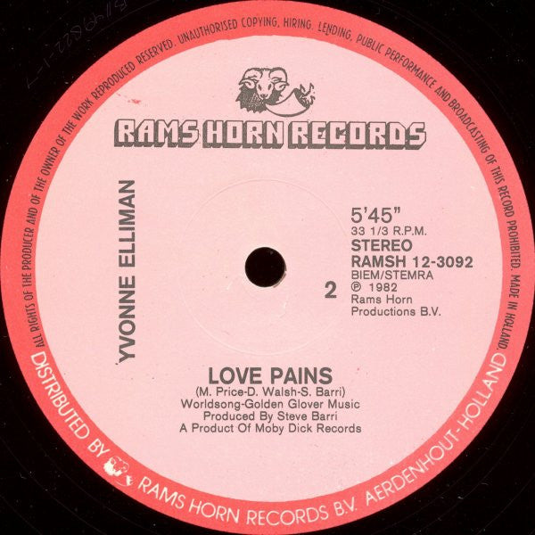 Yvonne Elliman : Love Pains (12", Single)
