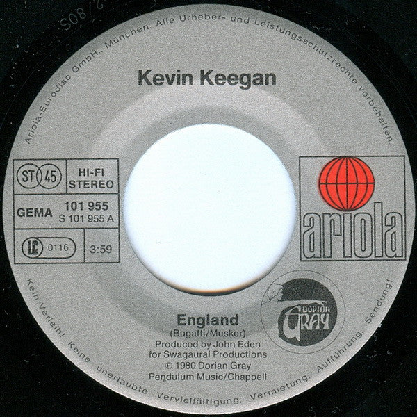 Kevin Keegan : England (7", Single)