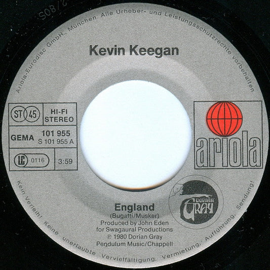 Kevin Keegan : England (7", Single)