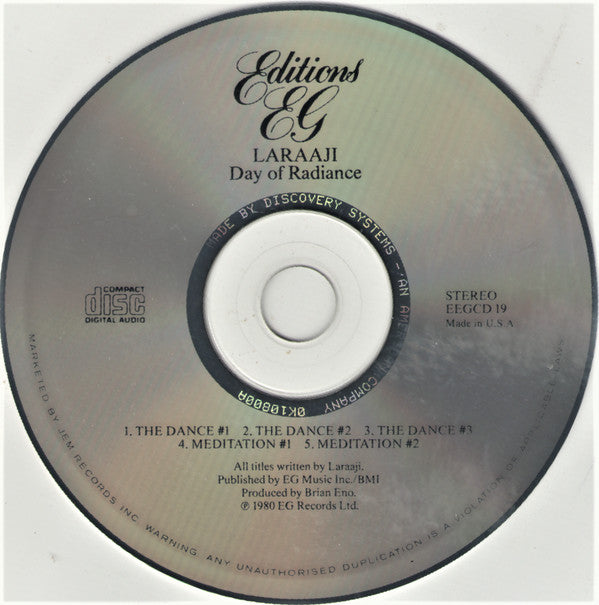 Laraaji Produced By Brian Eno : Ambient 3 (Day Of Radiance) (CD, Album, RE)