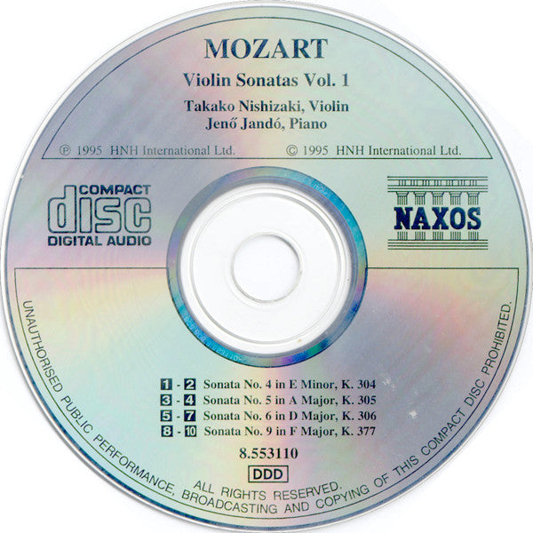 Wolfgang Amadeus Mozart, Takako Nishizaki, Jenö Jandó : Violin Sonatas Vol. 1 (K. 304 - 306 • K. 377) (CD, Album, RE)