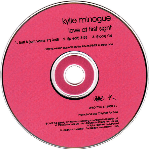 Kylie Minogue : Love At First Sight (CD, Single, Promo)