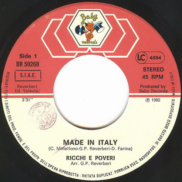 Ricchi E Poveri : Made In Italy (7", Single)