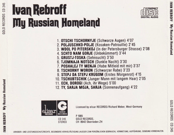 Ivan Rebroff : My Russian Homeland (CD, Album)