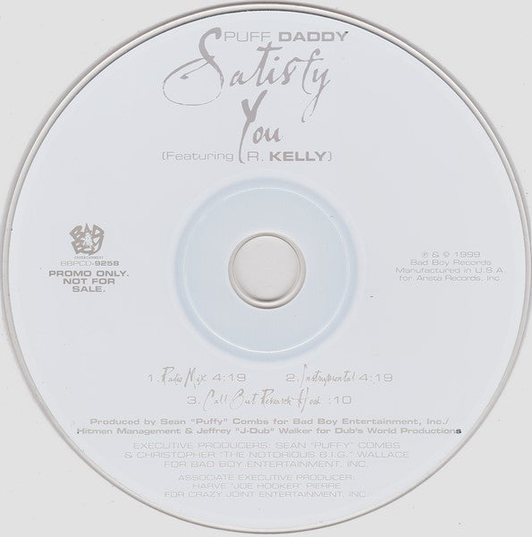 Puff Daddy Featuring R. Kelly : Satisfy You (CD, Promo)