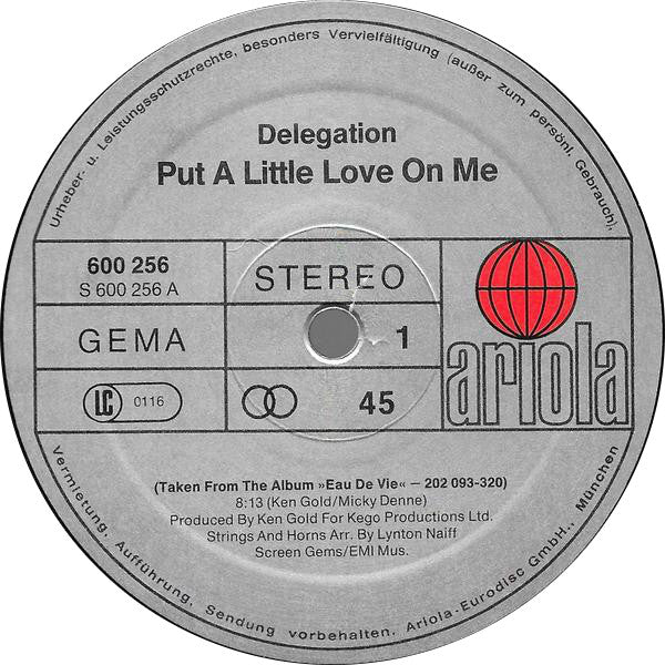Delegation : Put A Little Love On Me / You And I (12", Maxi)