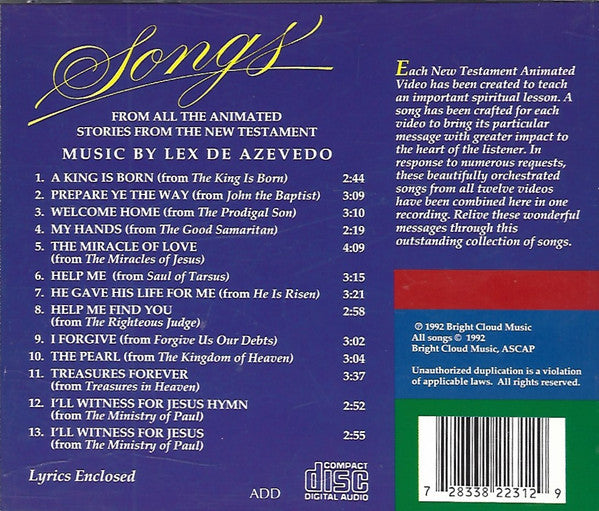 Lex De Azevedo : Songs From All The New Testament Videos (CD, Album)
