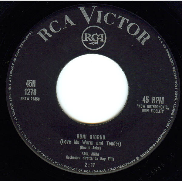 Paul Anka : Ogni Giorno (7", Mono)