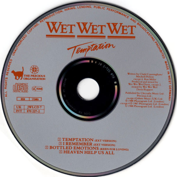 Wet Wet Wet : Temptation (CD, Single)