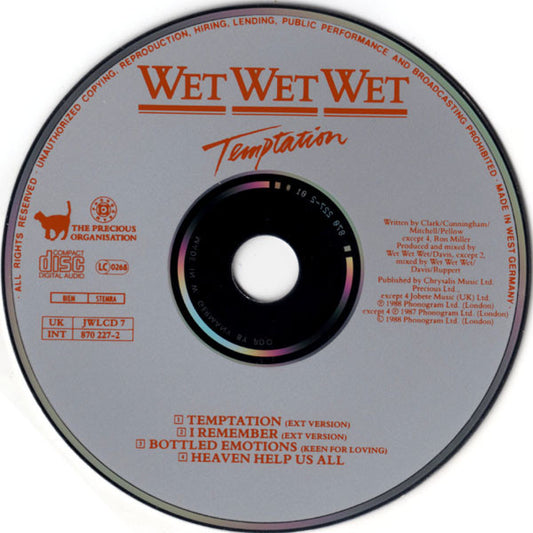 Wet Wet Wet : Temptation (CD, Single)