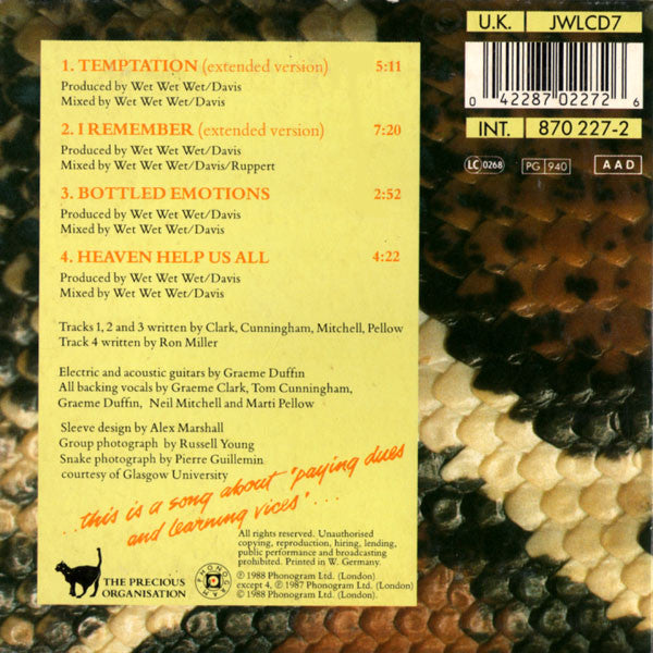 Wet Wet Wet : Temptation (CD, Single)