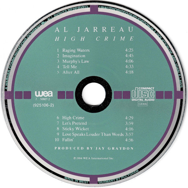 Al Jarreau : High Crime (CD, Album, Tar)