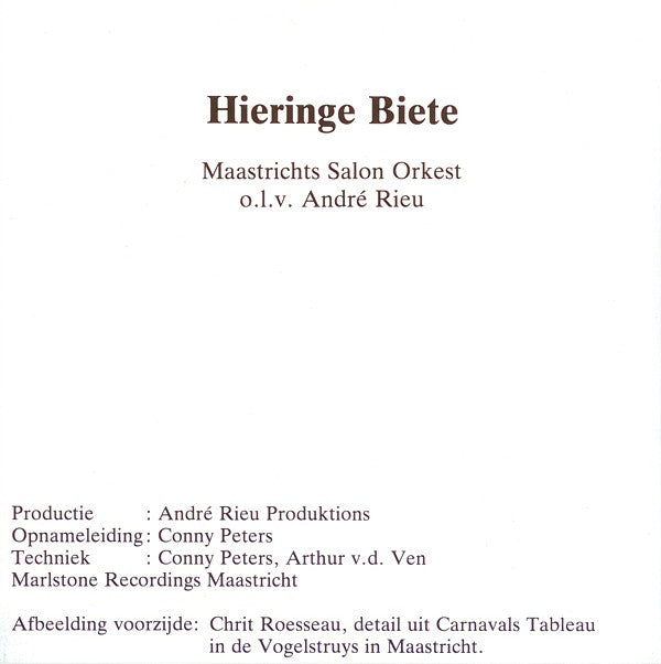Maastrichts Salon Orkest o.l.v. André Rieu : Hieringe Biete (CD, Album)