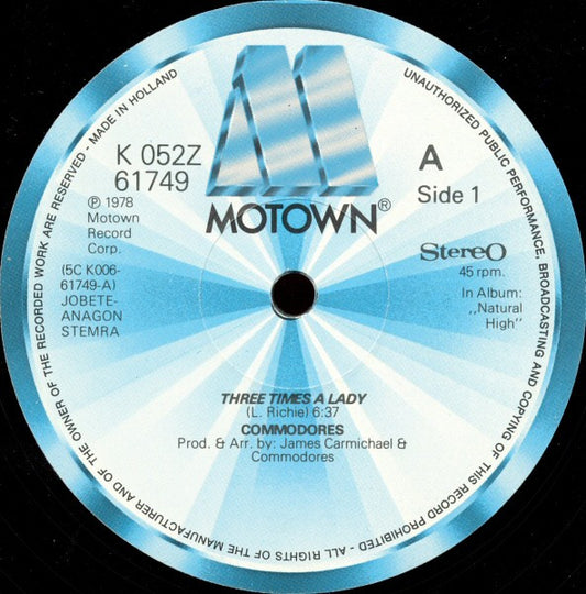 Commodores : Three Times A Lady / Brick House (12", Ltd)