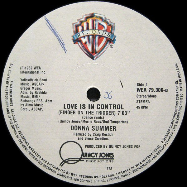 Donna Summer : Love Is In Control (12", Maxi)