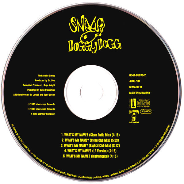 Snoop Dogg : What's My Name? (CD, Single)