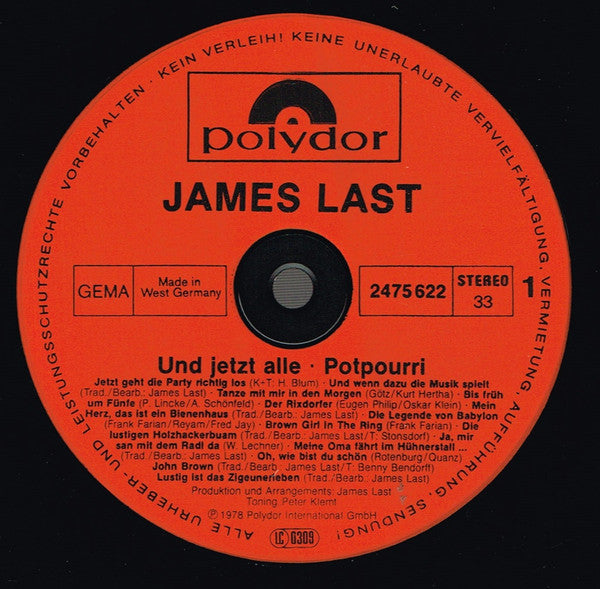 James Last : Und Jetzt Alle (LP, Album, Mixed, Inj)