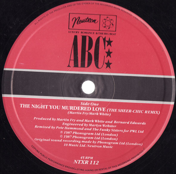 ABC : The Night You Murdered Love (The Sheer-chic Remix) (12")
