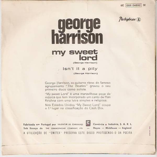George Harrison : My Sweet Lord (7", Single, Mono)