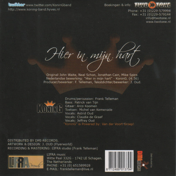 Koning : Hier In Mijn Hart (CD, Single)