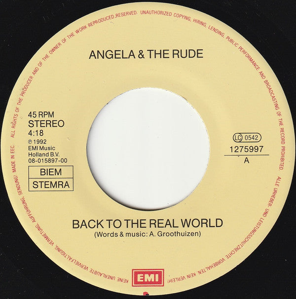 Angela & The Rude : Back To The Real World (7", Single)